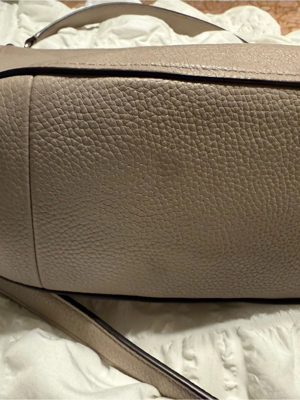 Coach Pebbled Leather Shoulder Bag in Light Taupe - Elle Hobo Bag